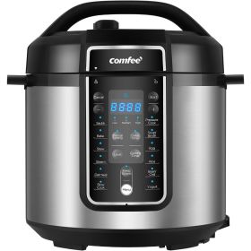 COMFEE' Pressure Cooker 6 Quart with 12 Presets, Multi-Functional Programmable Slow Cooker, Rice Cooker, Steamer, Sauté pan,