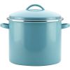 Farberware Enamel-on-Steel Induction Stockpot with Lid, 16 Quart, Aqua