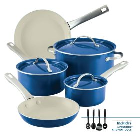 NEW Farberware Vibrance 12 Piece Ceramic Nonstick Pots and Pans Set, Blue