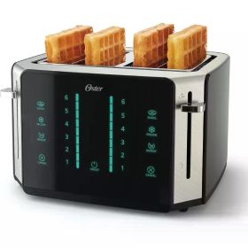 HAOYUNMA 4-Slice Toaster, Screen with 6 Shade Settings and Digital Timer, Black/Stainless Steel