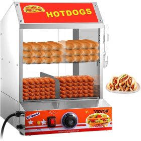 Hot Dog Steamer, 27L/24.52Qt, 2-Tier Hut Steamer for 175 Hot Dogs & 40 Buns, Electric Bun Warmer Cooker with Tempered