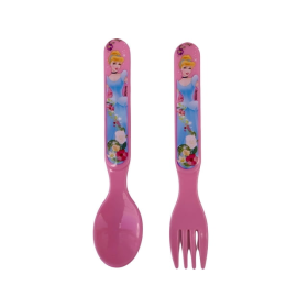 4pcs Disney Cinderella Flatware Set - Pink Color Kids Froks And Sppon Set