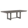 Rustic Design Dining Table 7pc Set Gray Finish Table w Extension leaf and 6x Fabric Upholstered Side Chairs Modern Dining Room Furniture