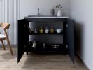 Utility sink cabinet Bussolengo, Two Cabinets, Black Wengue Finish