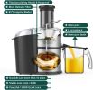 KOIOS Centrifugal Juicer Machines;  Juice Extractor with Extra Large 3inch Feed Chute Filter;  High Juice Yield for Fruits and Vegetables;  Easy to Cl