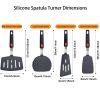 Silicone Spatula Turner, 4-Pack Spatulas 600°F Heat Resistant Set for Nonstick Cookware, Kitchen Cooking Utensils BPA Free Rubber Egg, Crepe, Pancake