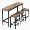 Modern Design Kitchen Dining Table, Pub Table, Long Dining Table Set with 3 Stools, Easy Assembly, Natural (W75753848)