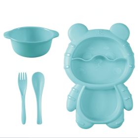 1pc Bear Shaped Dinner Plate Set; Kitchen Multi-functional Small Plaid Fruit Salad Plate (Color: Blue)