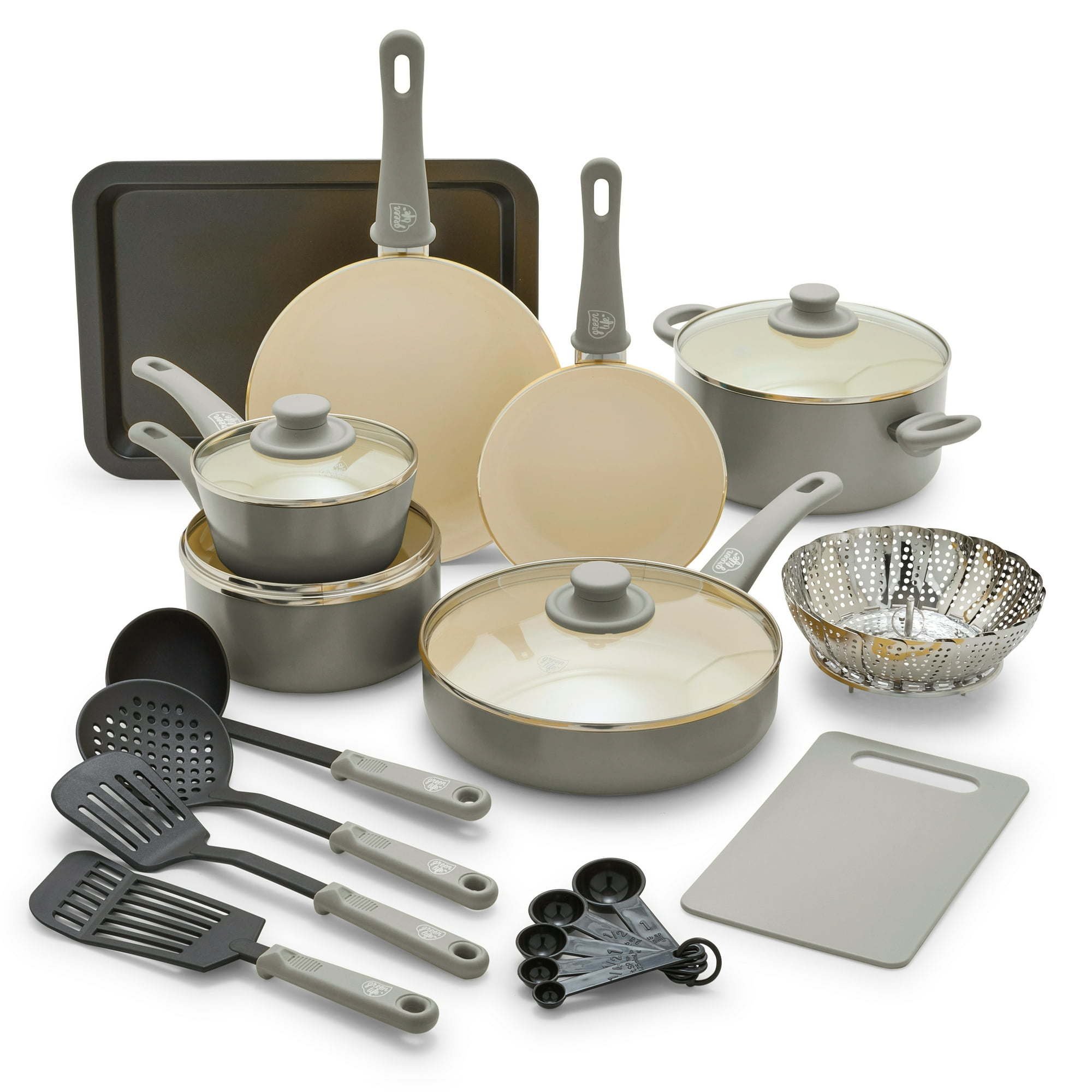 18-Piece Soft Grip Toxin-Free Healthy Ceramic Non-Stick Cookware Set,Dishwasher Safe 18-Piece Soft Grip Toxin-Free Healthy Ceramic Non-Stick Cookware Set,Dishwasher Safe