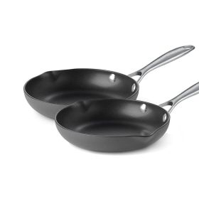 Kitchen Cookware Non-Stick Hard Anodized Frying Pan (Type: 2 Piece, Color: Black)