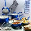 Nonstick Ceramic Coated Forged Aluminum Induction Cookware with Bakelite Handles, 12-Piece Set, Blue, Dishwasher safe