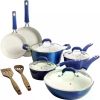 Nonstick Ceramic Coated Forged Aluminum Induction Cookware with Bakelite Handles, 12-Piece Set, Blue, Dishwasher safe